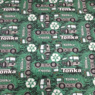 Tonka- Recycling Trucks Green Cotton Fabric