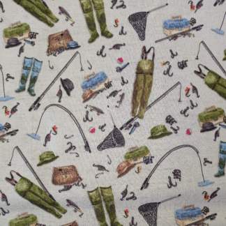Fishing Tan Cotton Fabric