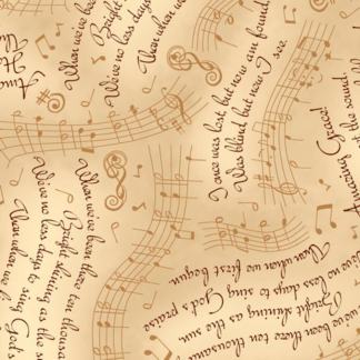 Handmade Placemat Or Table Runner Amazing Grace Lyrics & Music Tan