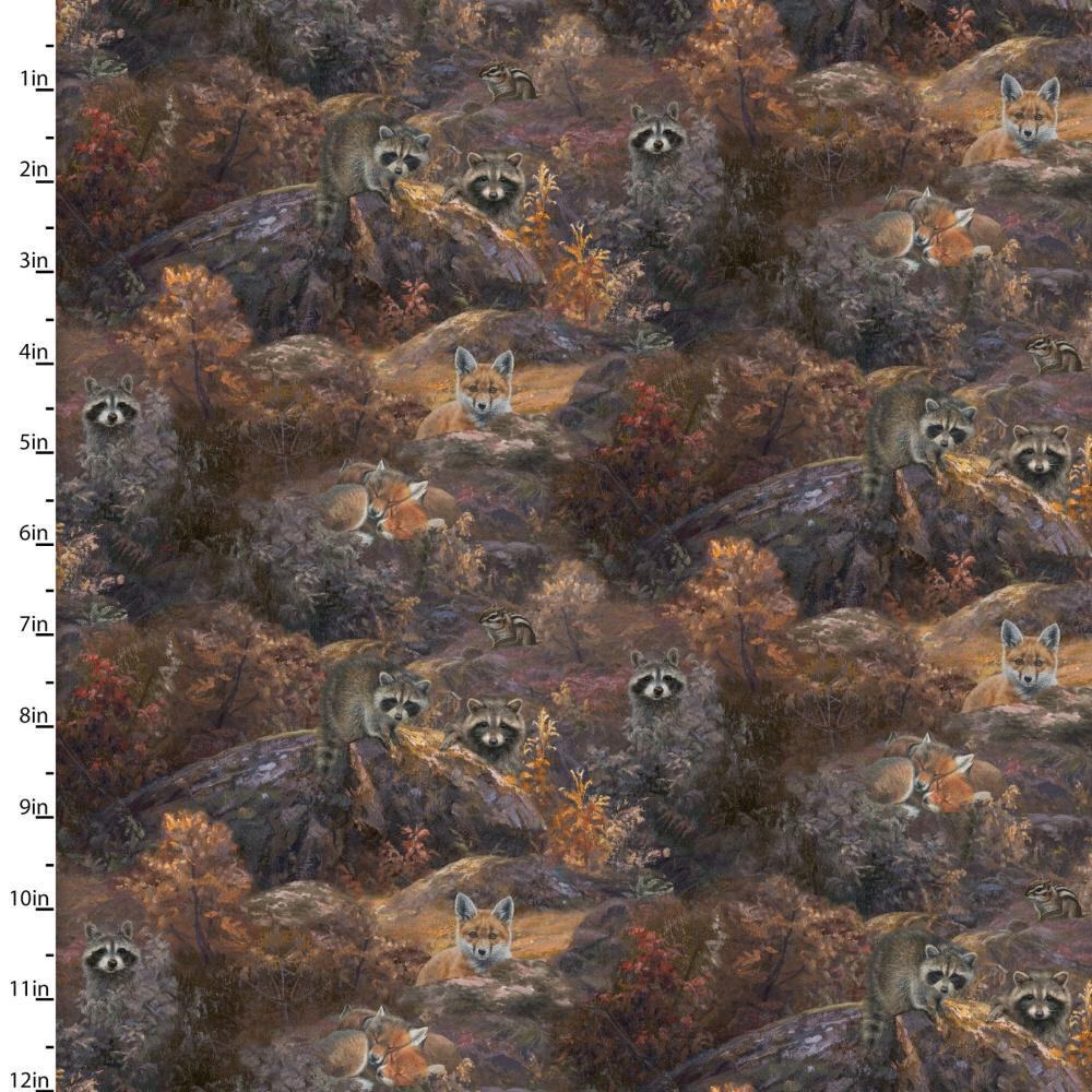 Whitetail Country Scenic Critters Multi Cotton Fabric