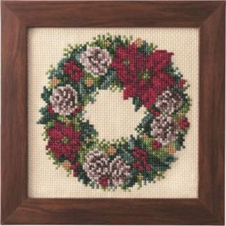Cross Stitch Kit - Seasonal Flower Arrangement Poinsettia Wreath