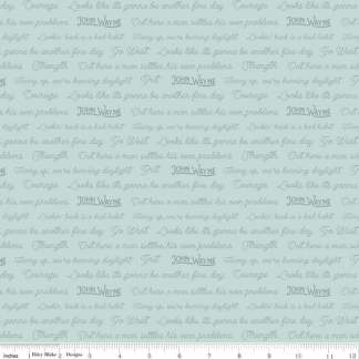 Go West with John Wayne Quotes Mist Cotton Fabric