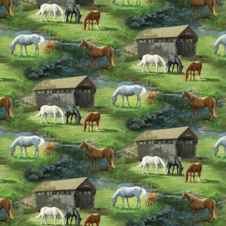 Handmade Valance or Curtain Panel Horse Sweetwater Bridge Scenic