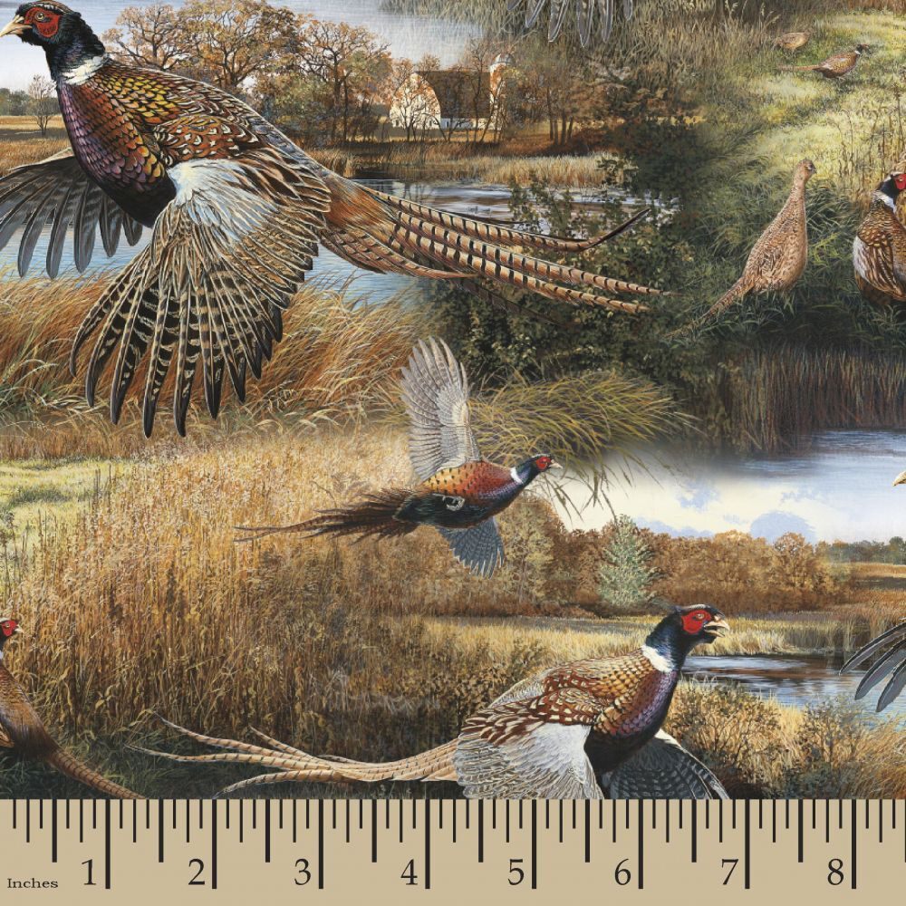 Handmade Valance or Curtain Panel Pheasant Feathered Run