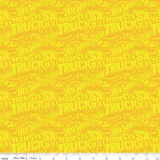 Hot Wheels Monster Trucks Tonal Yellow Cotton Fabric
