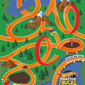 Hot Wheels Monster Trucks Canvas Panel Fabric