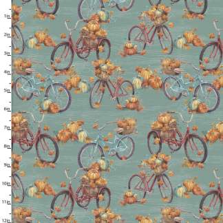 Handmade Placemat Or Table Runner Pumpkin Please Fall Bikes Turquoise