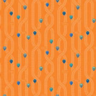Thomas the Train Full Steam Ahead Key Locations Orange Cotton Fabric
