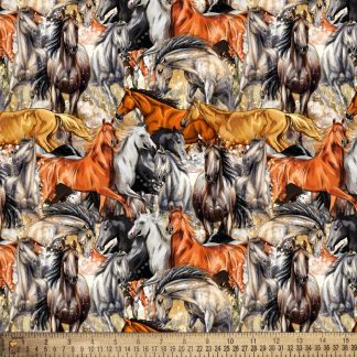 Galloping Horses Cotton Fabric