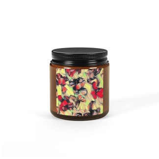 Digital Floral Scented Soy Candle - Multi-Size Amber Jar for Relaxation and Home