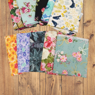 10 Fat Quarters - Assorted Flowers with Animals Fat Quarter Bundle
