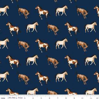 Handmade Placemat Or Table Runner Wild Rose Horses Navy