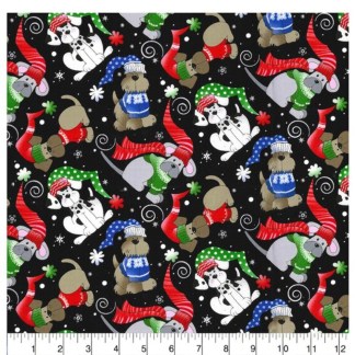 Handmade Placemat Or Table Runner Winter Dogs Black