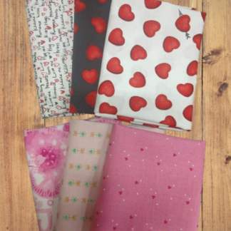 6 Half Yards -Assorted Valentine Hearts Half Yard Bundle