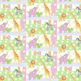 Baby Animals Safari Patch Cotton Fabric