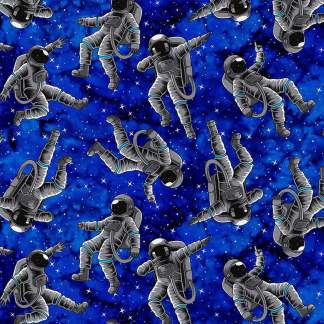 Astronauts Blue Cotton Fabric