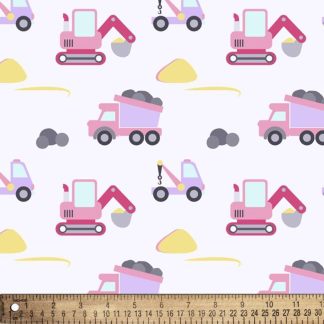 Baby Construction Pink Flannel Fabric