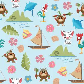 Moana's Friends Cotton Fabric