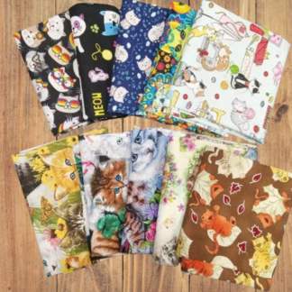 Assorted Cat Kitten Themed Fold Assortment 10 Yard Bundle Cotton Fabric