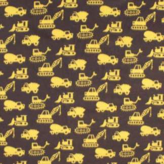 Construction Trucks Yellow Fleece Fabric