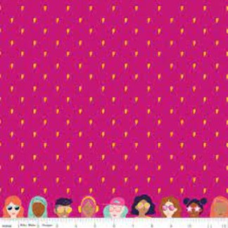 Girl Power Pink Light Bolt Cotton Fabric