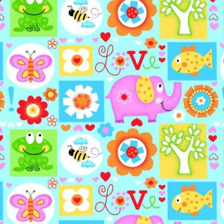 Nursery Animals Love Comfy Flannel Fabric