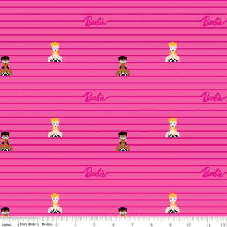 Barbie™ World Barbie Stripe Hot Pink Cotton Fabric