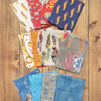 12 Fat Quarters - Assorted Hot Wheels Classic Cars Fat Quarter Bundle