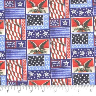 Patriotic Flag Patched Cotton Fabric