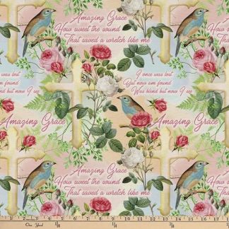 Amazing Grace Crosses Digital Cotton Fabric