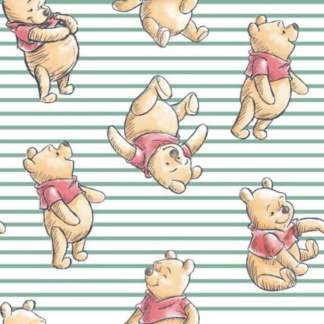 Winnie The Pooh Stripe Green Cotton Fabric