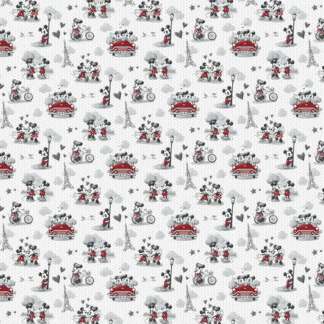 Mickey & Minnie Mouse Vintage Romance Cotton Fabric