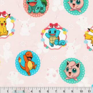Pokémon™ Lovely Pink Character Print Cotton Fabric