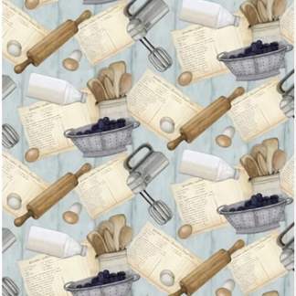 Blackberry Recipe Cotton Fabric