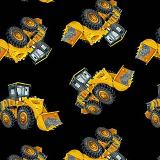 Construction Zone Front Loader Cotton Fabric