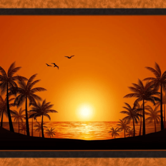 Palm Beach Sunset Panel Cotton Fabric