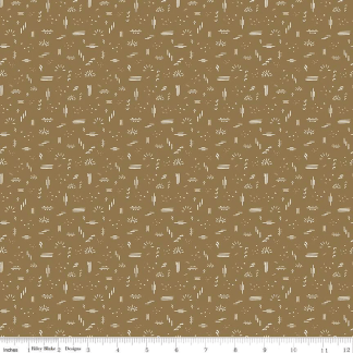 'Round the Mountain Dashed Khaki Cotton Fabric