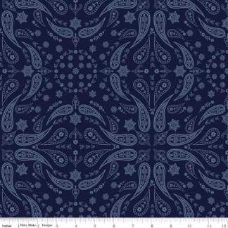 Handmade Valance or Curtain Panel Back of the Chutes Bandana Navy
