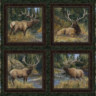Lazy Afternoon Elk Pillow Panel Cotton Fabric