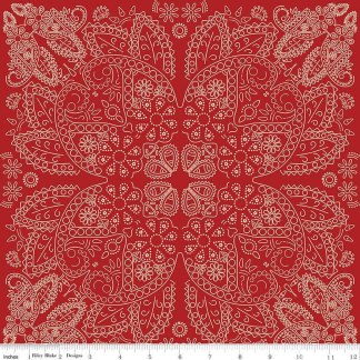 Handmade Valance or Curtain Panel Cowboys Bandana Barn Red