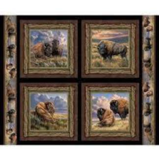 Bison Range Pillow Panel Cotton Fabric