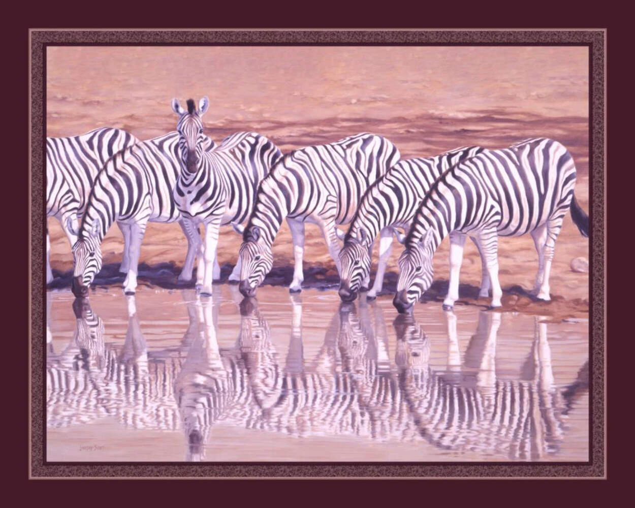 Handmade Tapestry "Zebra Drinking”