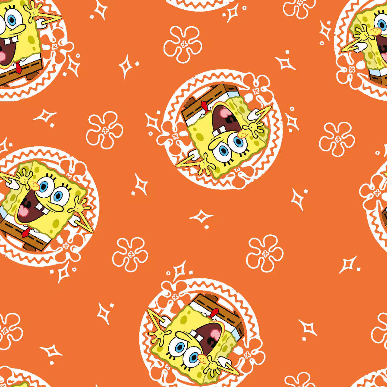 Spongebob Orange You Happy Cotton Fabric