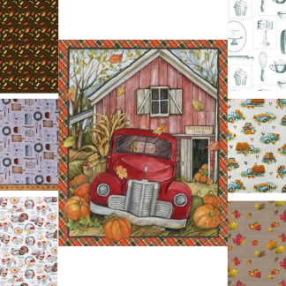 Fall Delight Bundle with Red Truck Pumpkin Shed Panel and 6 print Bundle, Fat Qu