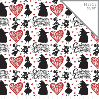 Alice in Wondlerland White Fleece Fabric Precut 1.5 Yards