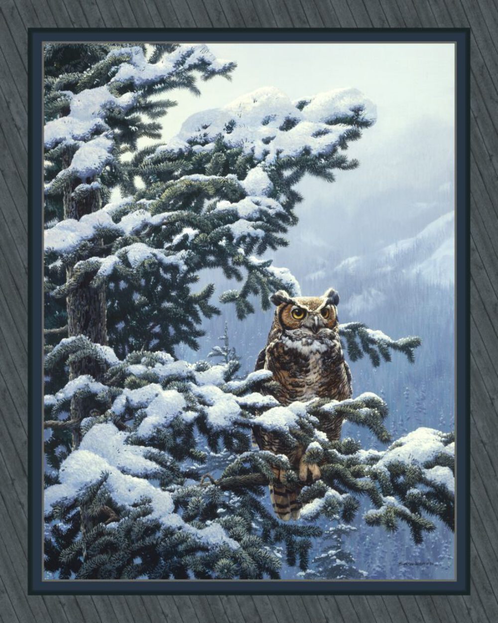Handmade Tapestry "Winter Vigil Great Horned Owl”