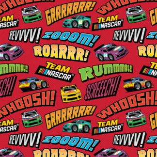 Team Nascar-Nascar Revvv Red Cotton Fabric