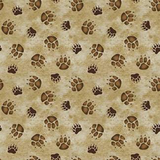 Blank Quilting Wilderness Trail Paw Prints Tan Cotton Fabric By The Yard