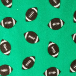 Footballs Green Fleece Fabric By the Yard