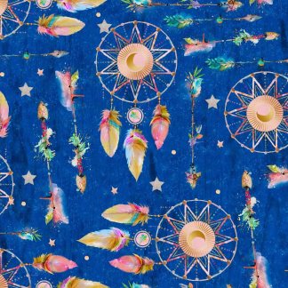 3 Wishes Whimsical West 20274 Royal Dream Catcher Fabric BTY 1 yard